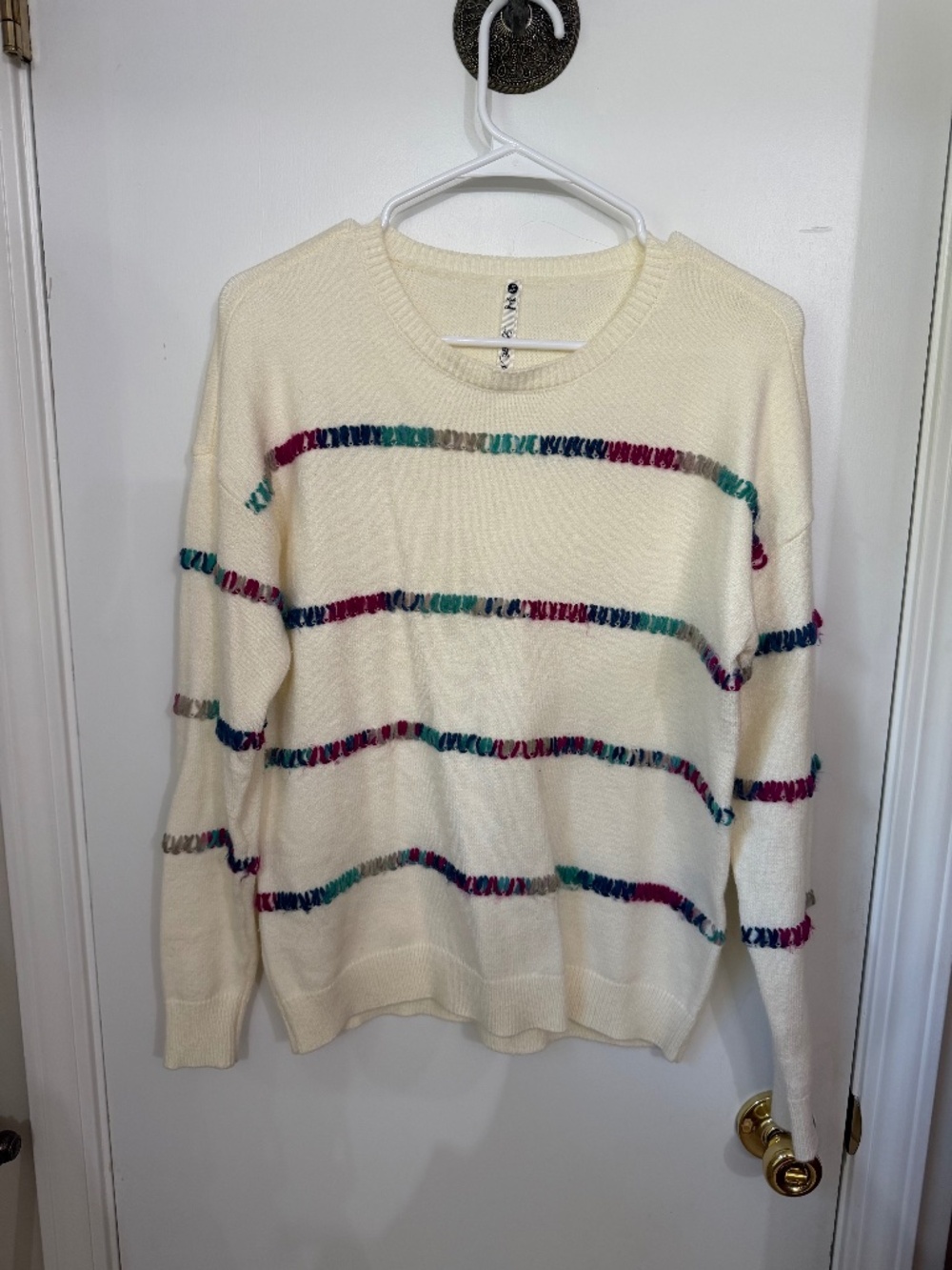 Multi-color Striped Cream Sweater (Small)